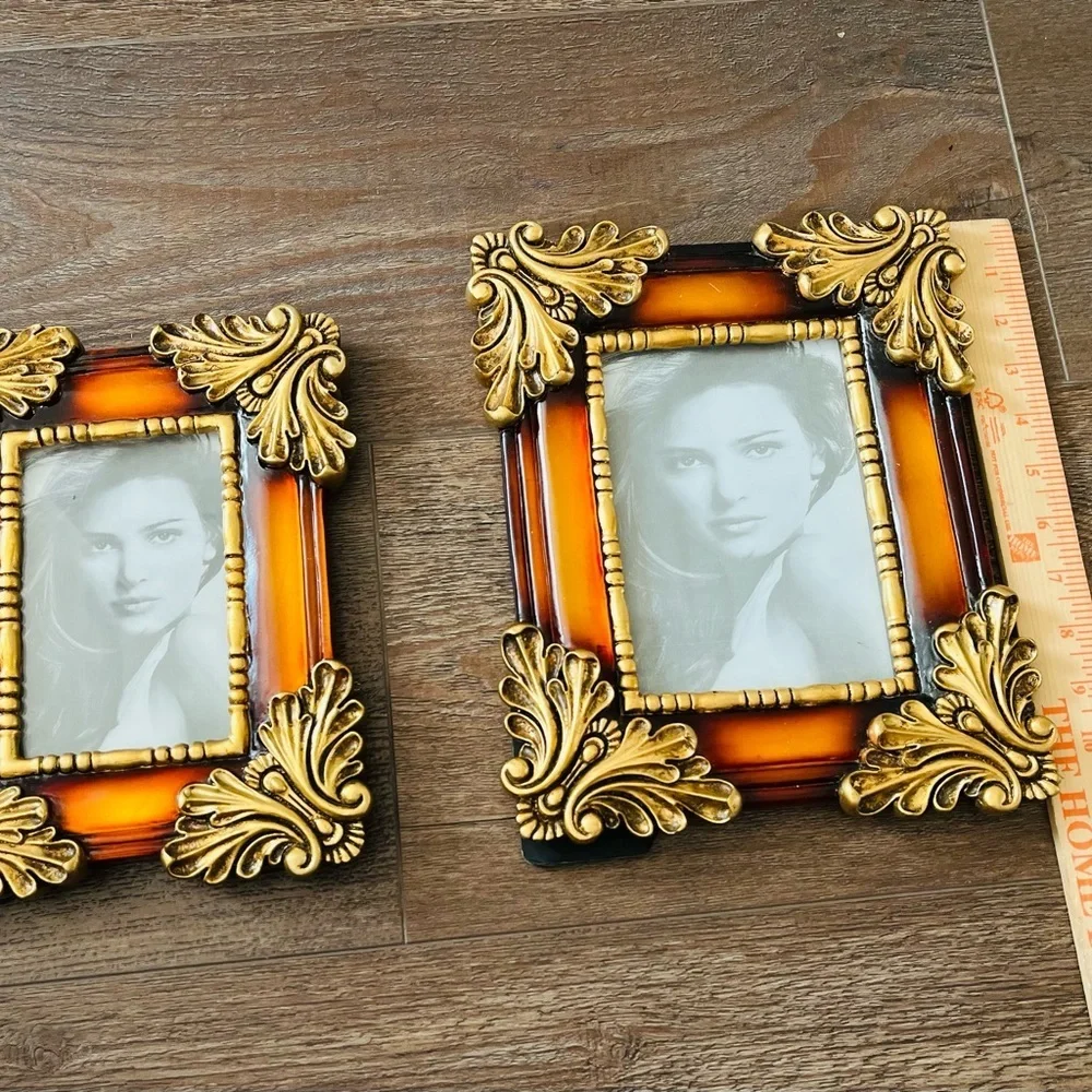 Elegant Gold and Brown Picture Frame Set